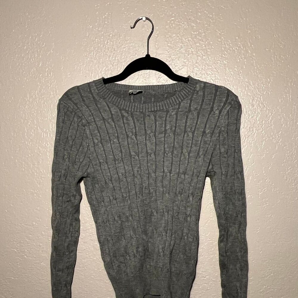 Women's Grey Jumper Longsleeve Sweater Cable Knit